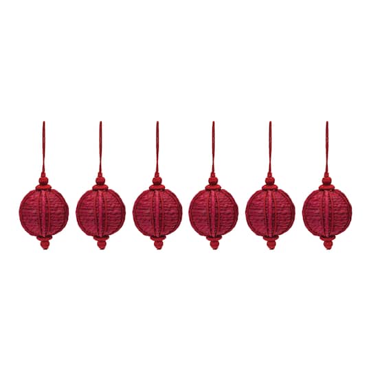 6ct. 5.5" Red Jute Onion Ornament